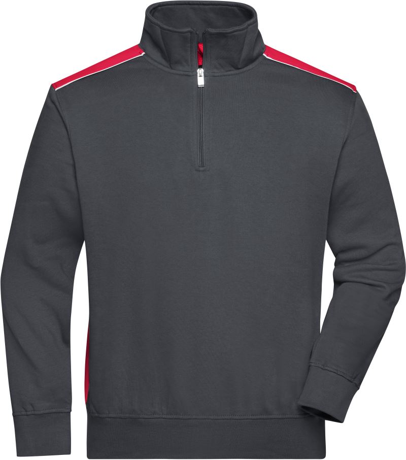Levně Pracovní mikina s 1/4 zipem - Color - carbon/red