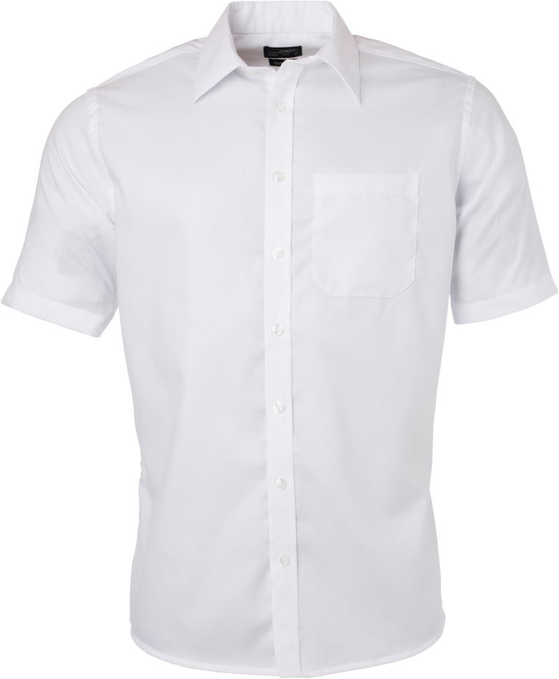 Levně Mikro keprová košile s krátkým rukávem - white