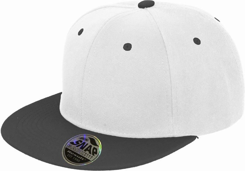 Levně 6 panelová kšiltovka s plochým kšiltem - white/black