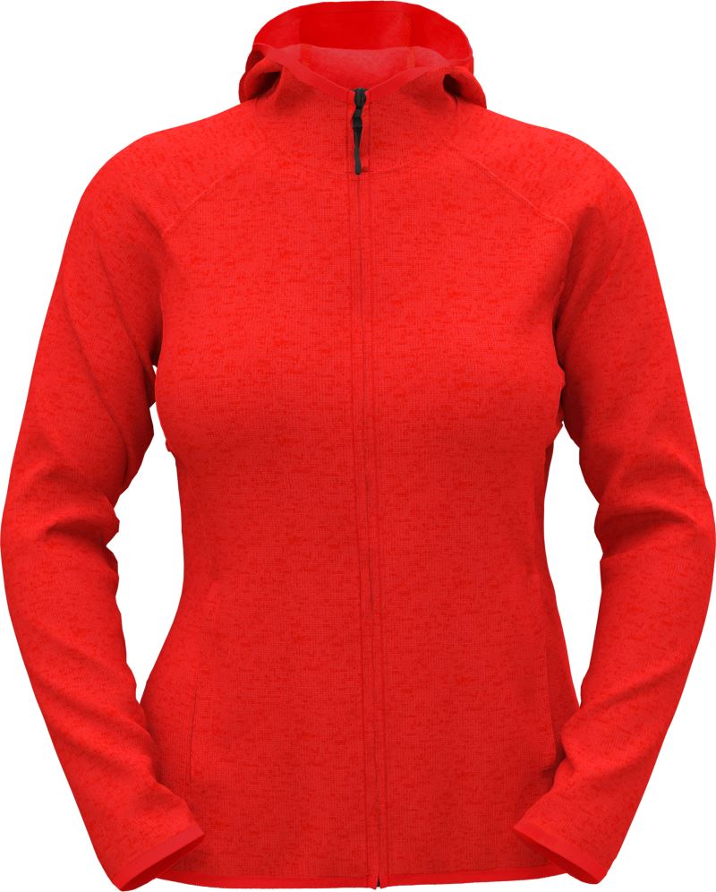Levně Dámská pletená fleecová bunda s kapucí - scarlet red heather