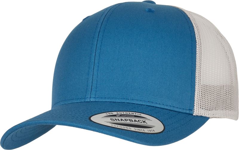 Levně 6 panelová vintage kšiltovka "Trucker" - steel blue/silver