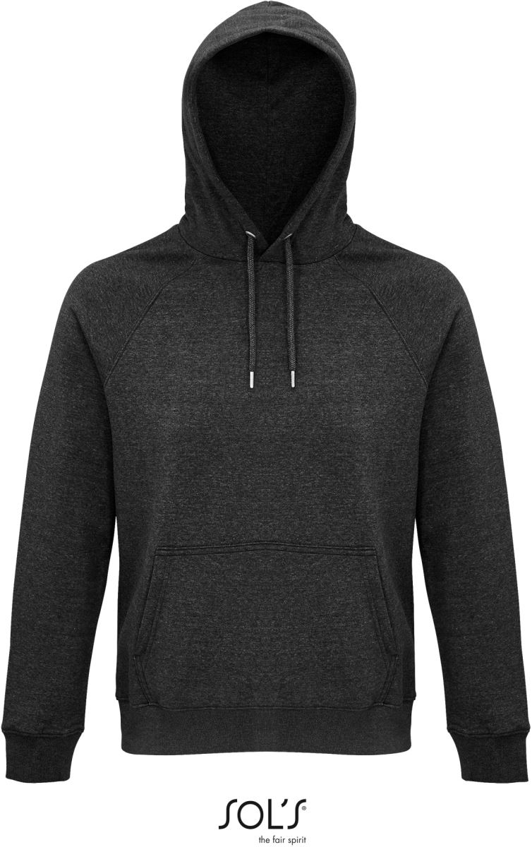 Levně Unisex raglánová mikina s kapucí z bio bavlny - charcoal melange
