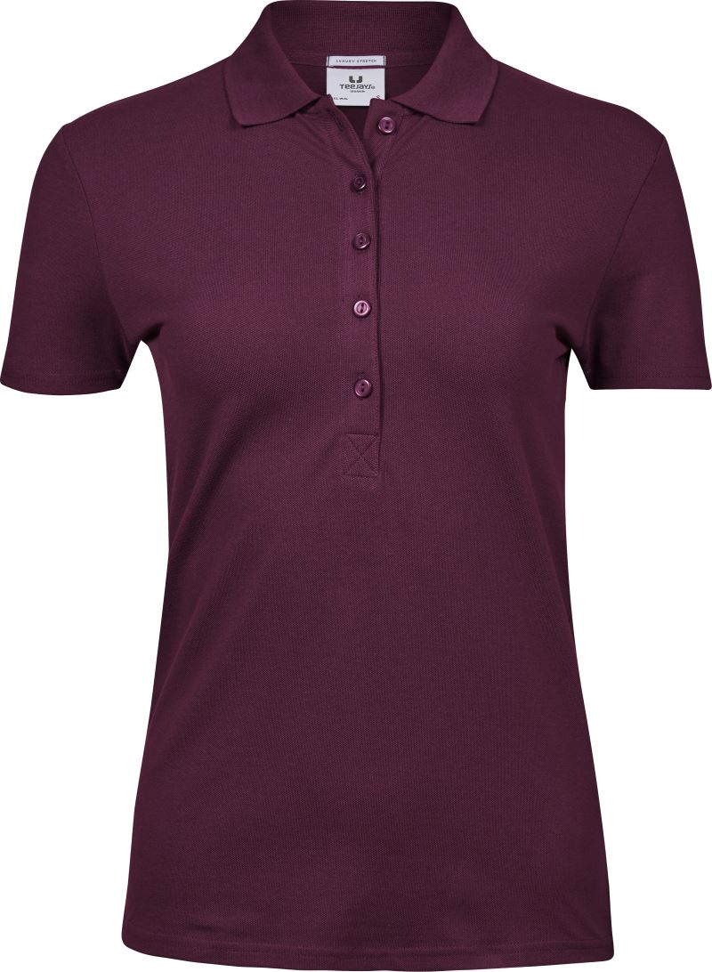 Levně Dámské luxusní strečové piqué polo z těžké bavlny - wine