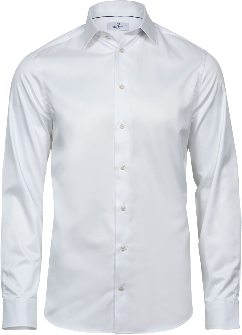 Levně Luxusní keprová košile Slim Fit s dlouhým rukávem - white