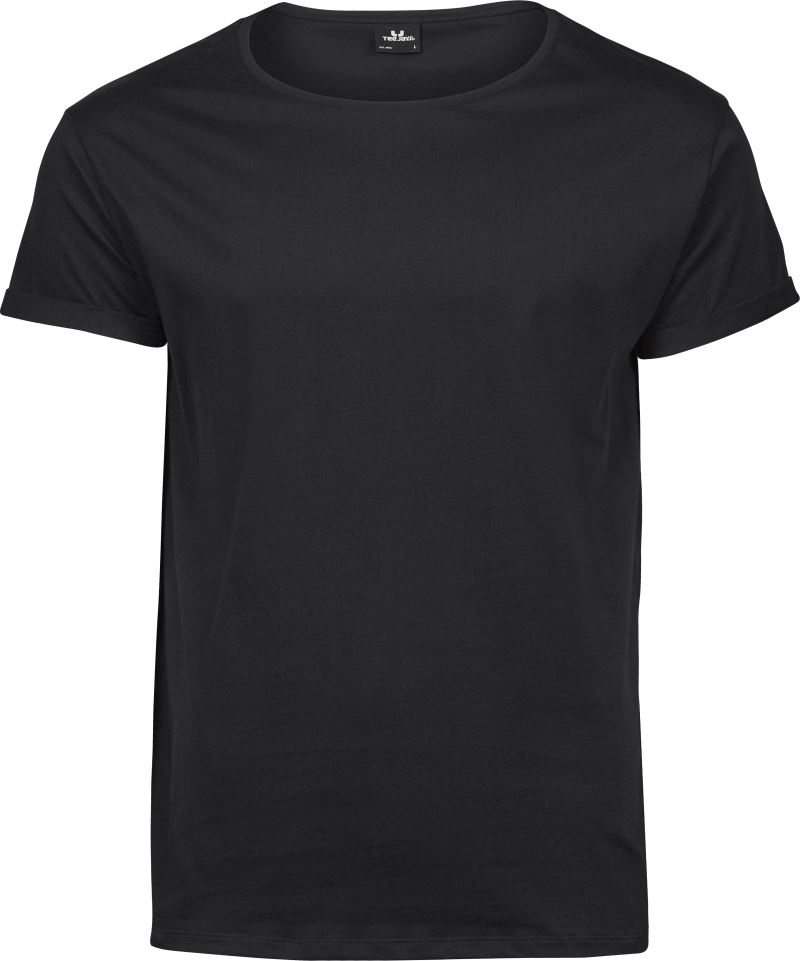 Levně Pánské tričko s rolovatelnými rukávy - black