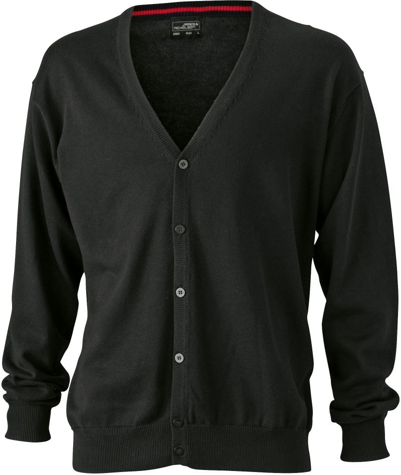 Levně Pánský pletený cardigan s výstřihem do V - black