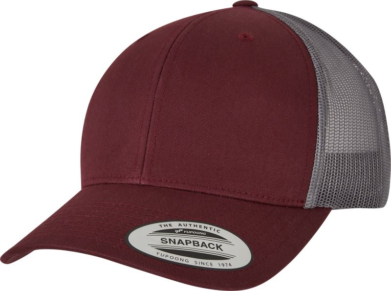 Levně 6 panelová vintage kšiltovka "Trucker" - maroon/grey