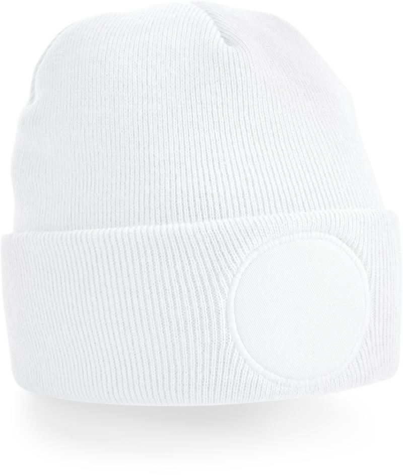 Levně Čepice s kruhovou nášivkou - white
