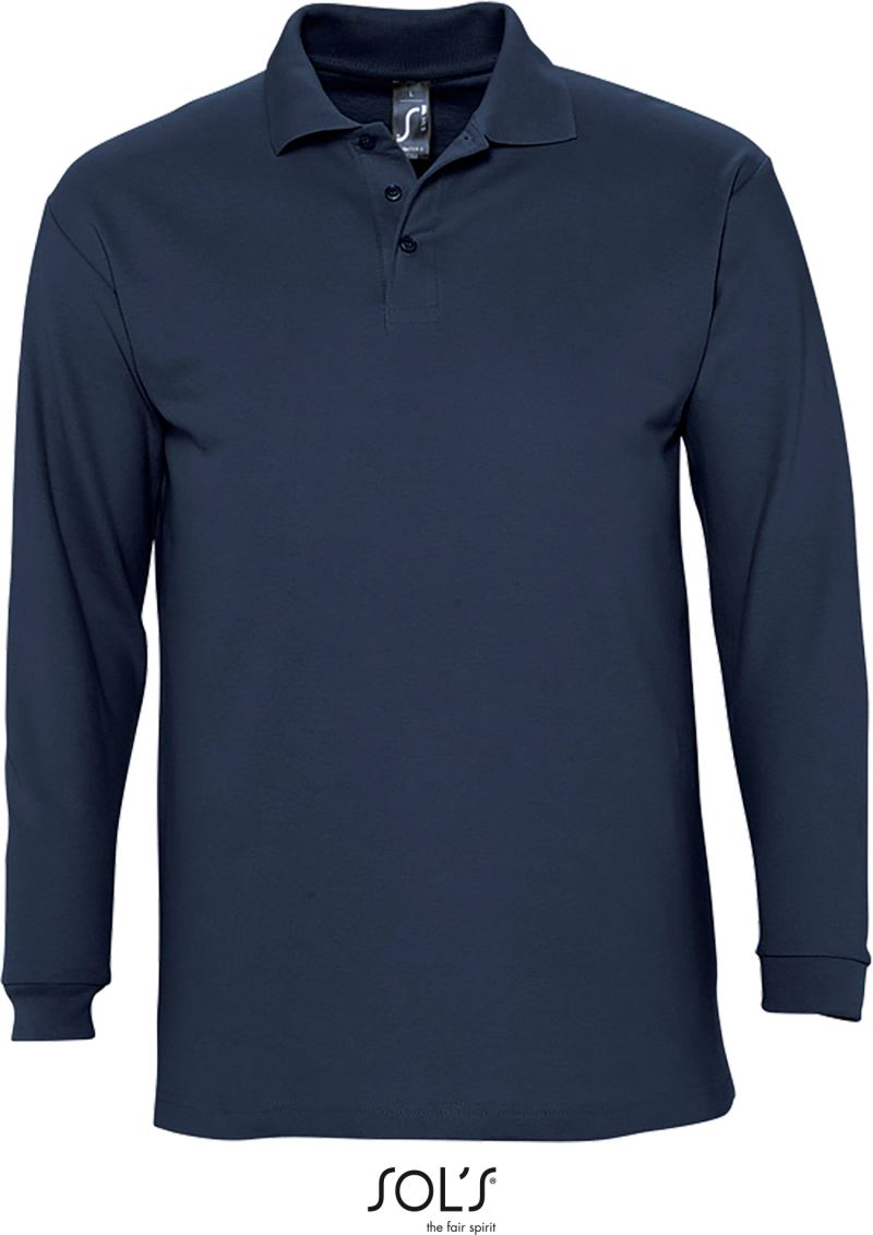 Levně Piqué polo s dlouhým rukávem - navy