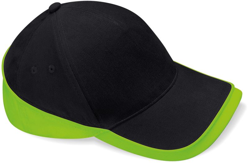 Levně 5 panelová týmová závodní kšiltovka - black/lime green