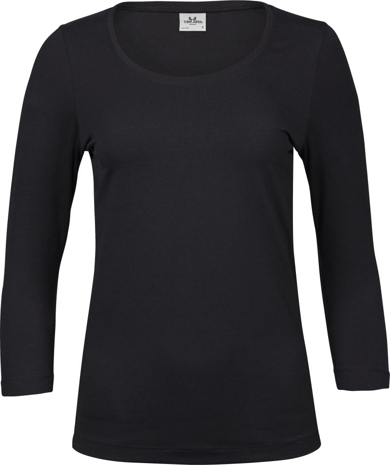 Levně Dámské elastické tričko s 3/4 rukávem - black