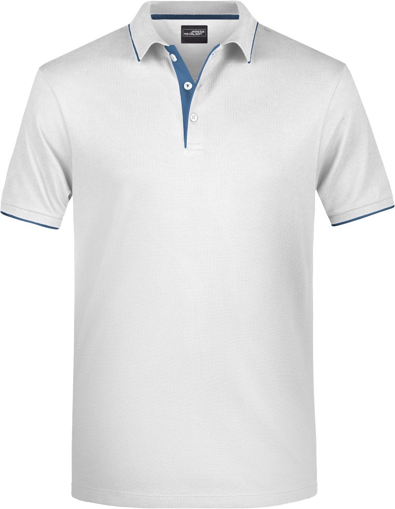 Levně Pánské piqué polo s kontrastní légou - white/navy