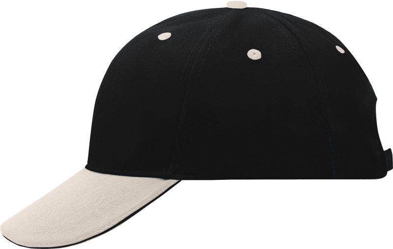 Levně 6 panelová sandwich kšiltovka - black/beige/black
