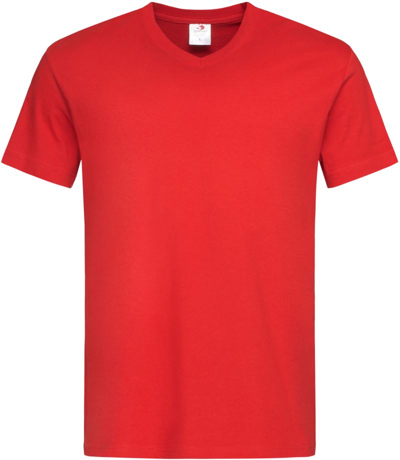 Levně Tričko s výstřihem do V - scarlet red