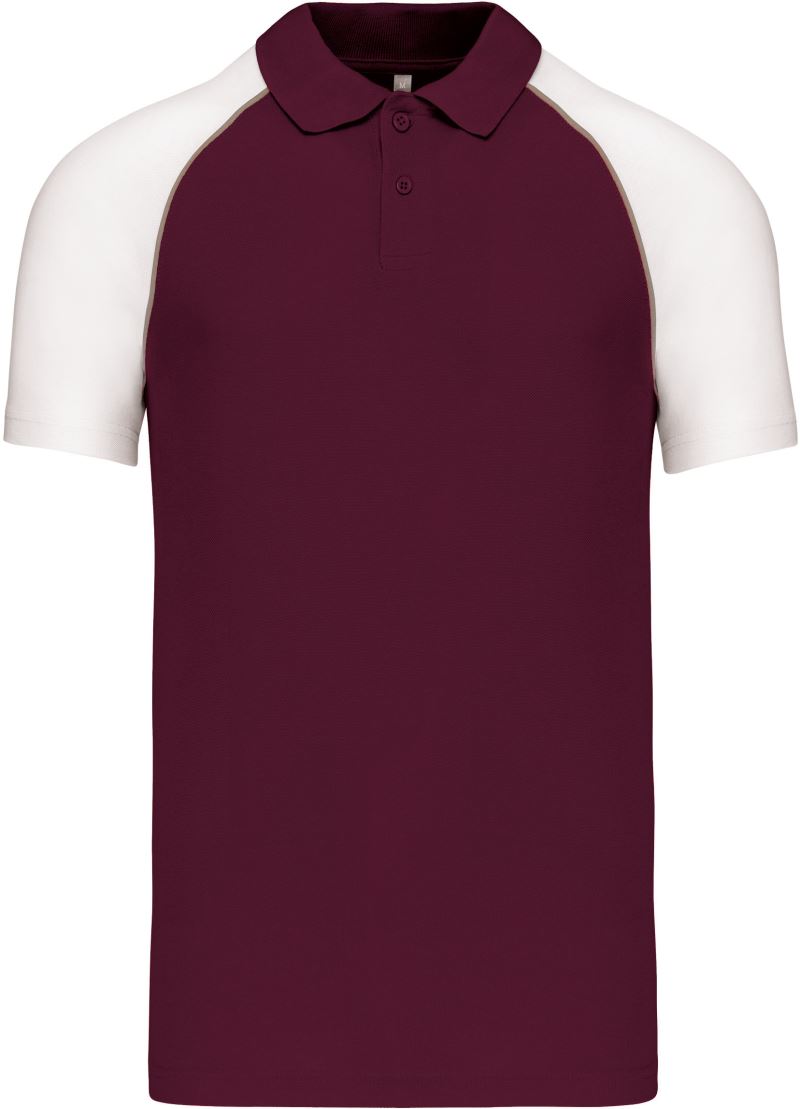 Levně Baseballové piqué polo - bordeaux/light grey/white
