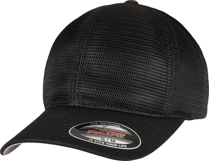 6 panelová síťovaná kšiltovka - black