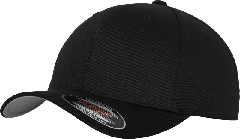 6 panelová vlněná česaná kšiltovka Flexfit - black