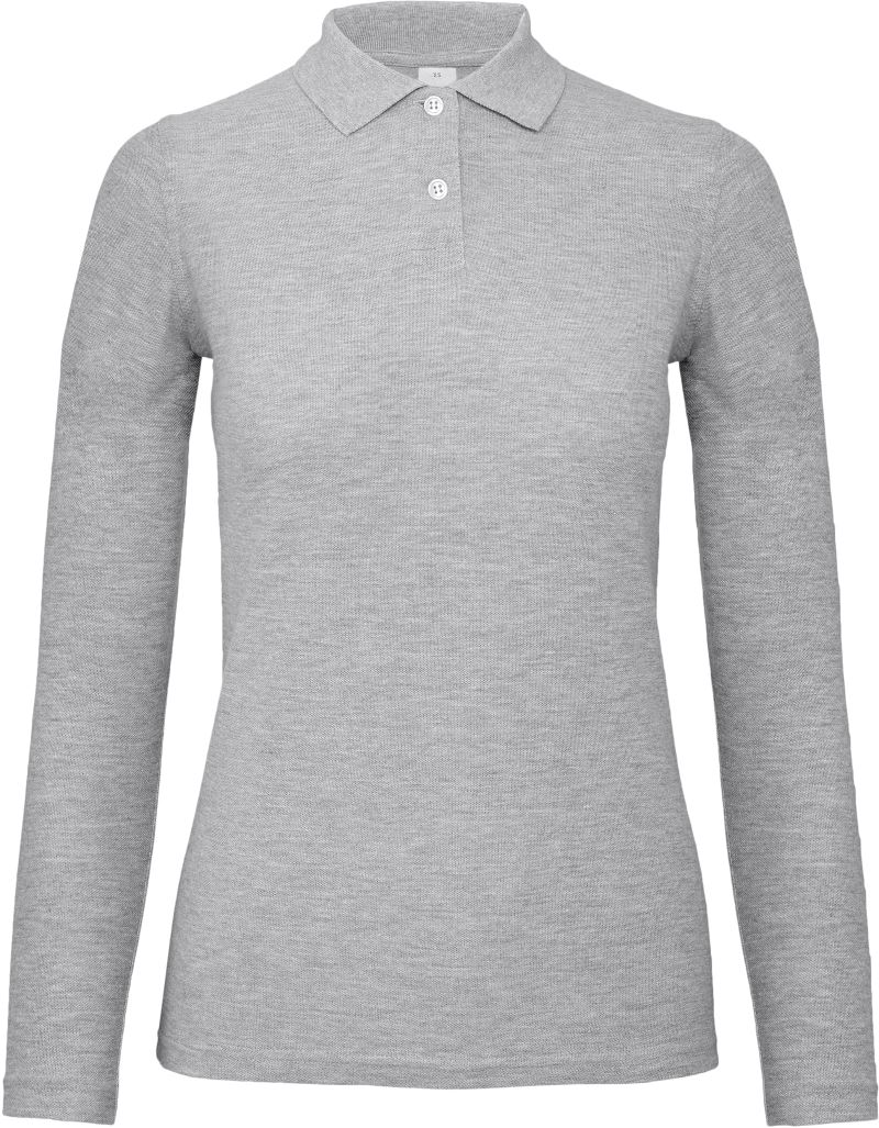 Levně Dámské piqué polo s dlouhým rukávem - heather grey