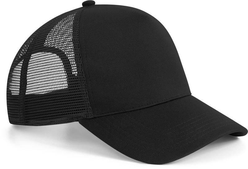 Levně 5 panelová Snapback kšiltovka "Microknit Trucker" - black