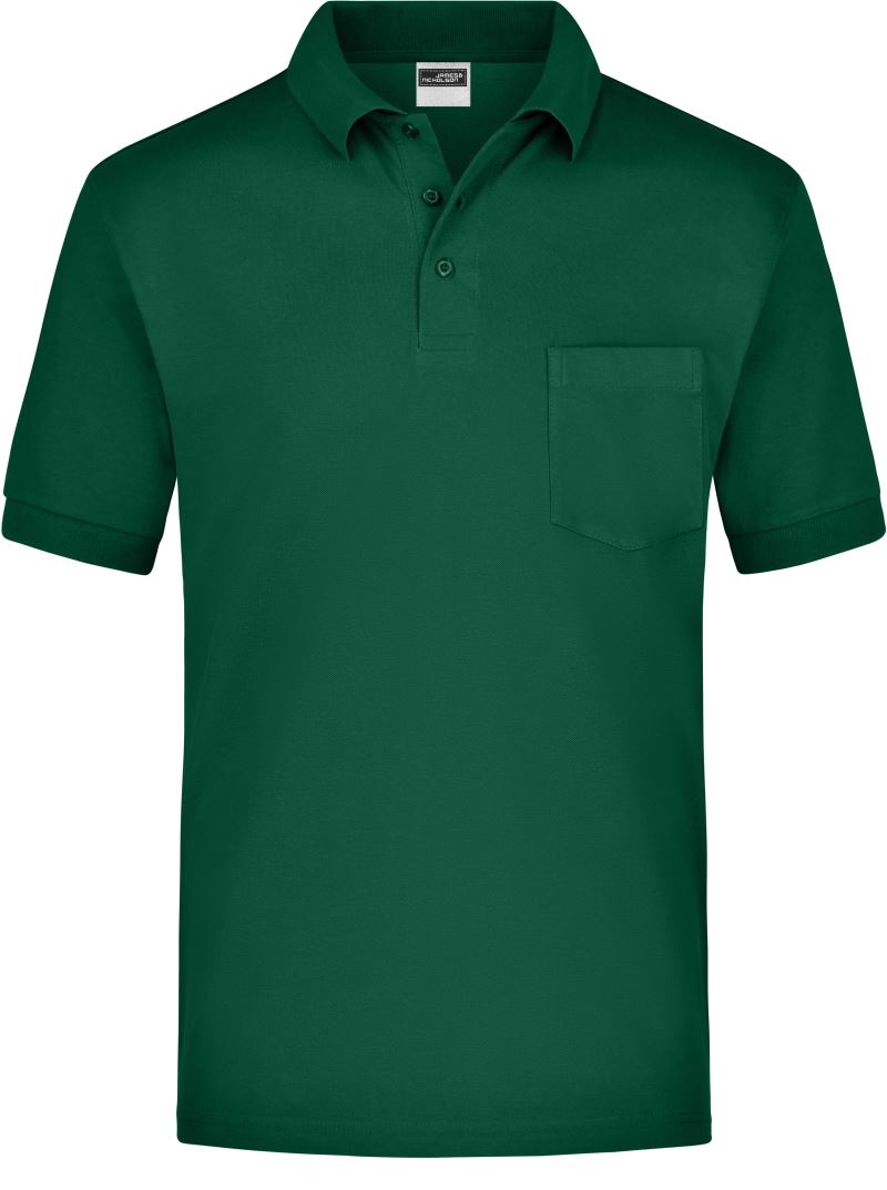 Piqué polo s náprsní kapsou - dark green