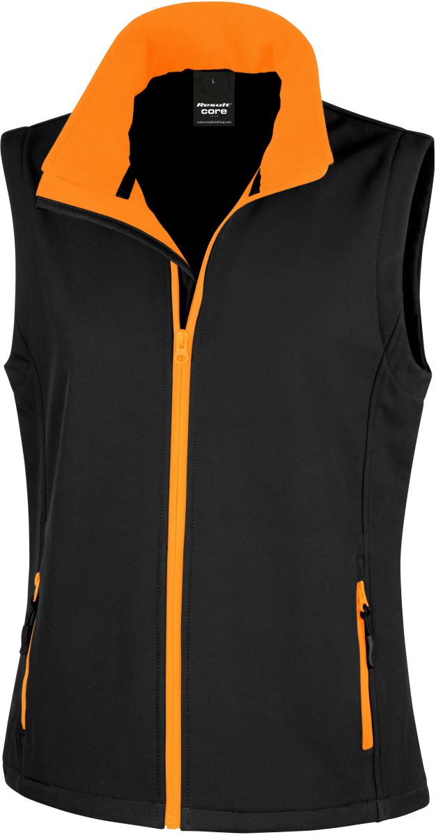 Levně Dámská 2-vrstvá softshellová vesta "Printable" - black/orange