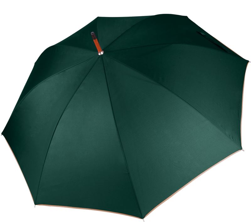 Levně Deštník s dřevěnou rukojetí - bottle green/beige