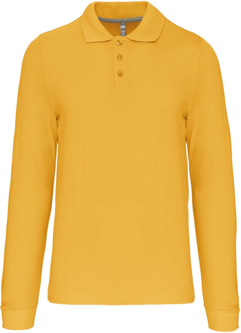 Levně Pánské piqué polo s dlouhým rukávem - yellow