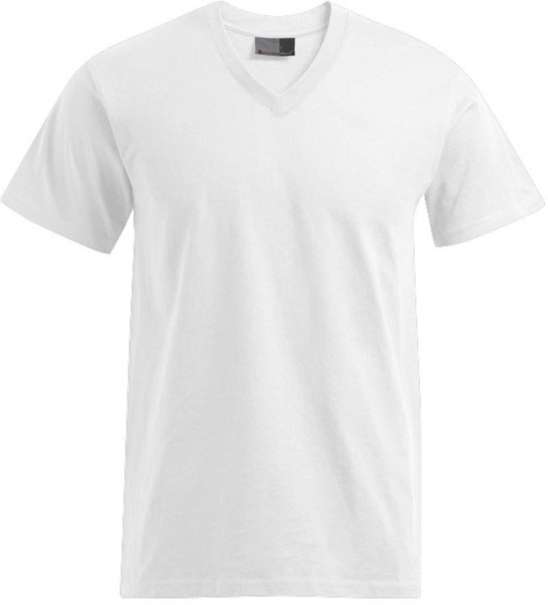 Levně Pánské tričko "Premium" s výstřihem do V - white
