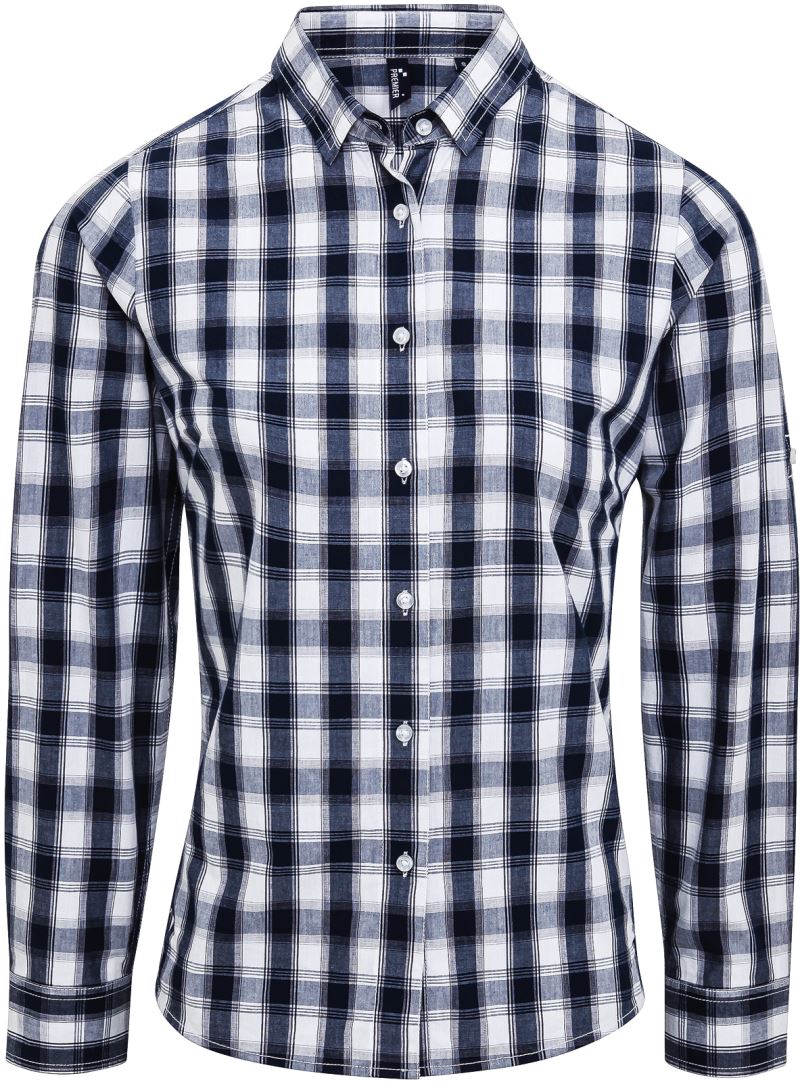 Levně Popelínová halenka s dlouhým rukávem "Mulligan" - white/navy