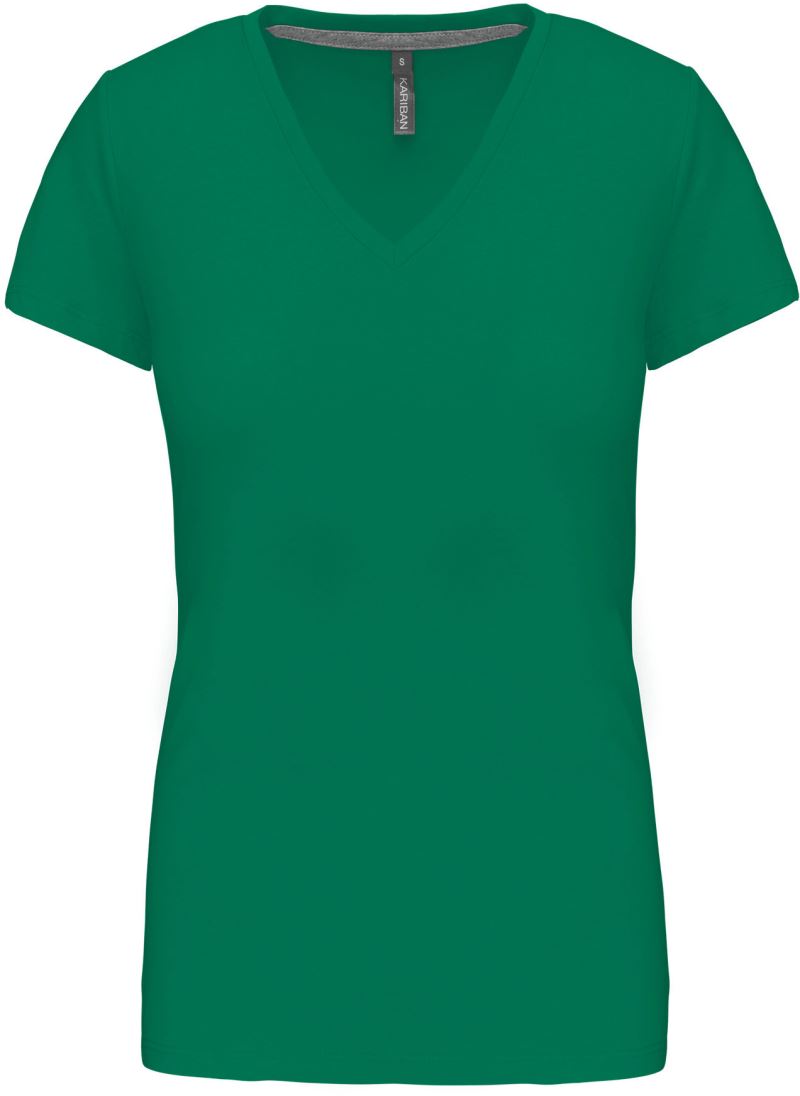 Levně Dámské tričko s výstřihem do V - kelly green