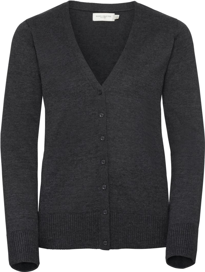 Levně Dámský pletený cardigan s výstřihem do V - charcoal marl