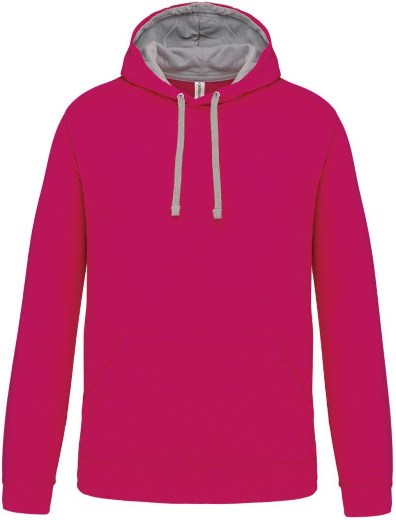 Levně Kontrastní mikina s kapucí - fuchsia/fine grey