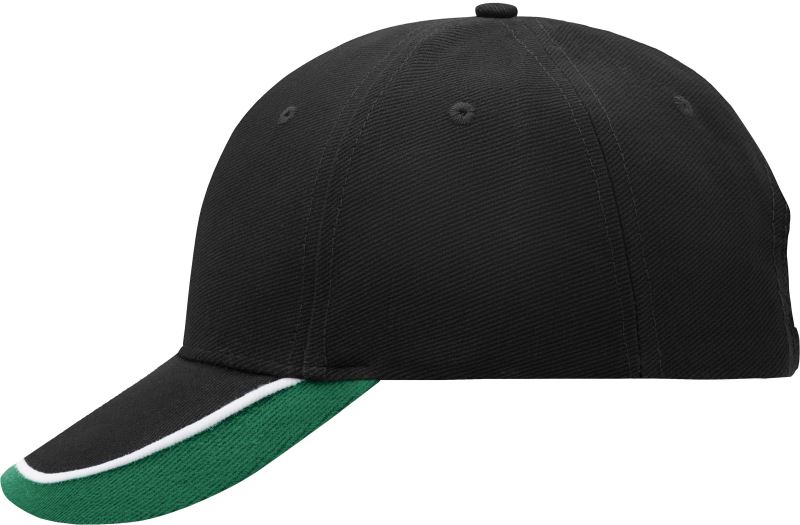 Kšiltovka s tříbarevným kšiltem - black/white/dark green