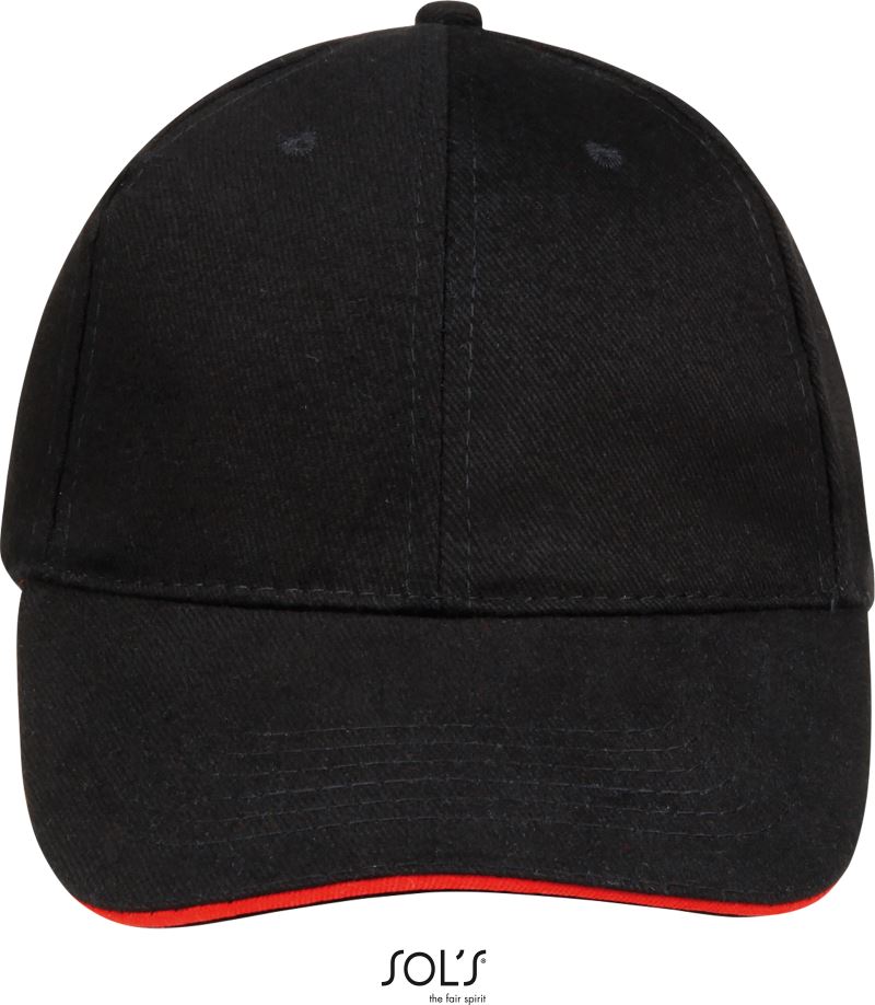Levně 6 panelová baseballová kšiltovka - black/red