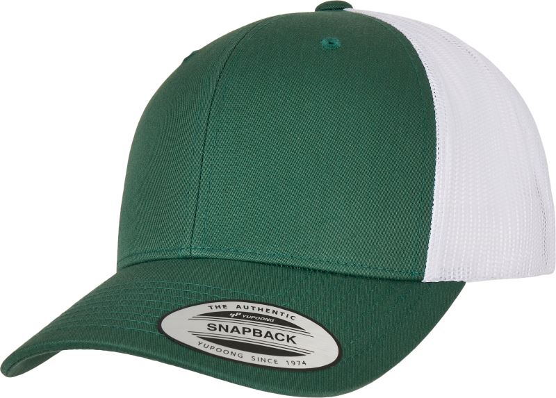 Levně 6 panelová vintage kšiltovka "Trucker" - evergreen/white