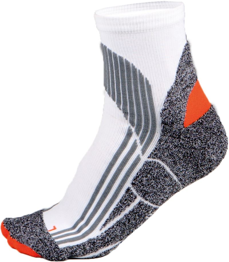 Levně Běžecké sportovní ponožky - white/grey/orange