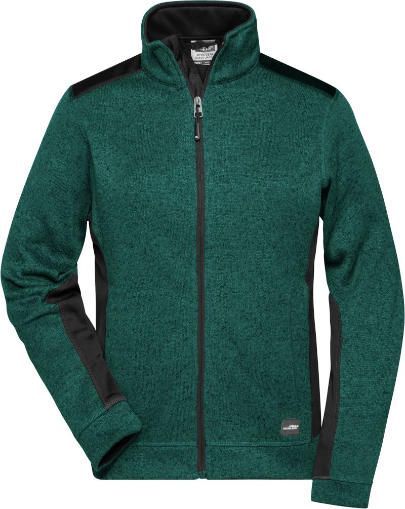 Levně Dámská pracovní pletená fleecová bunda - Strong - dark green melange/black