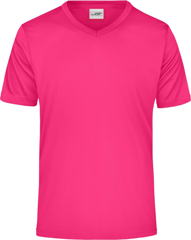 Levně Pánské sportovní tričko s výstřihem do V - pink