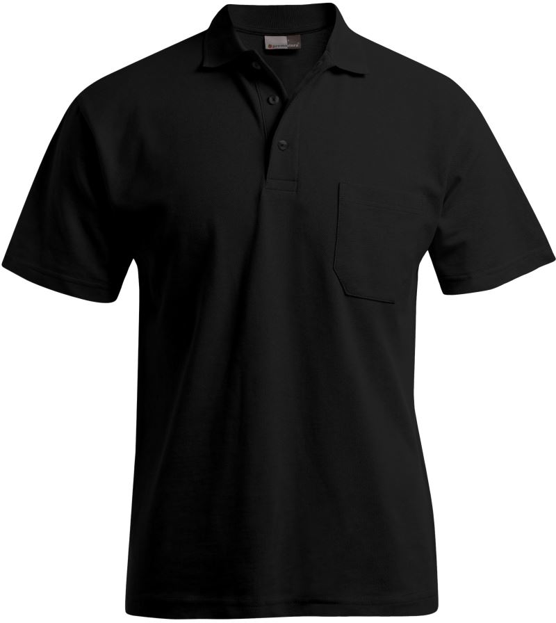 Levně Pánské polo s náprsní kapsou Heavy Piqué - black