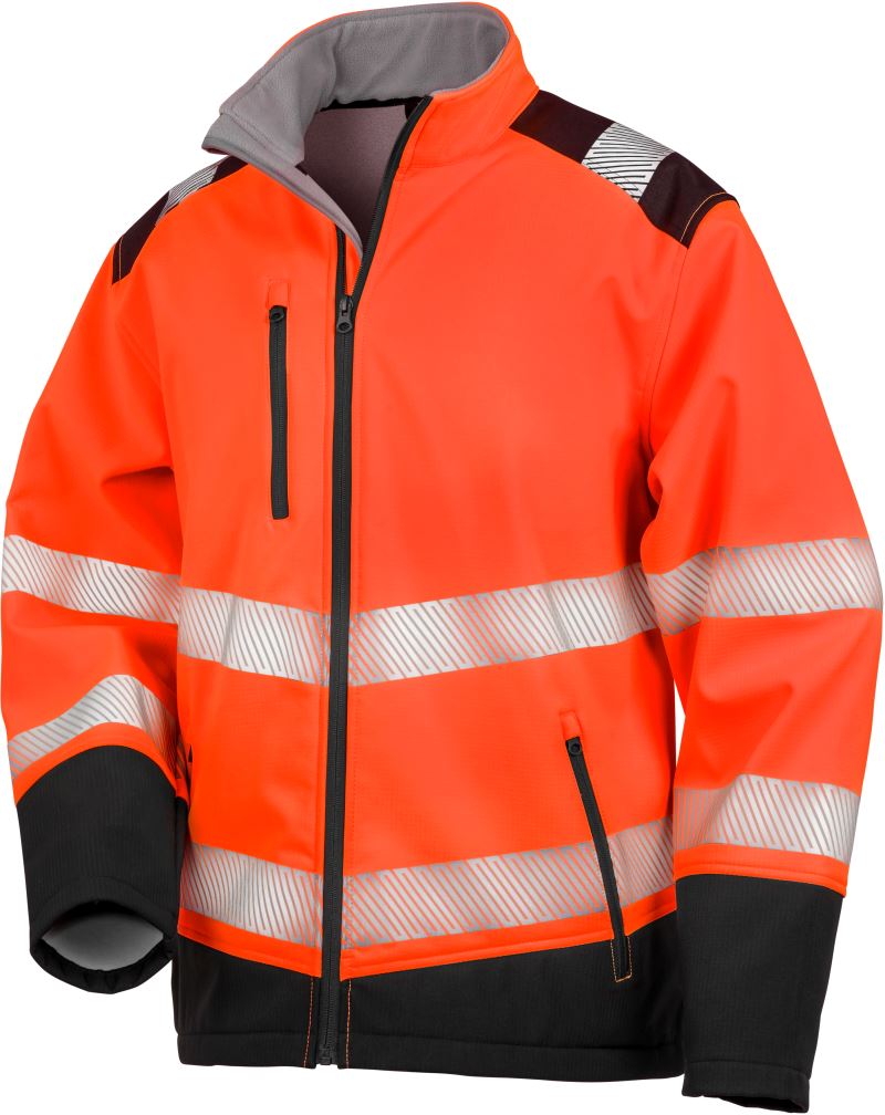 Levně Bezpečnostní softshellová bunda - fluorescent orange/black