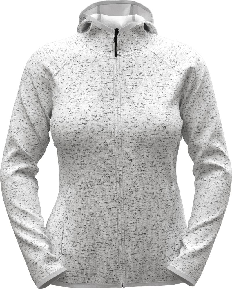 Levně Dámská pletená fleecová bunda s kapucí - light grey heather