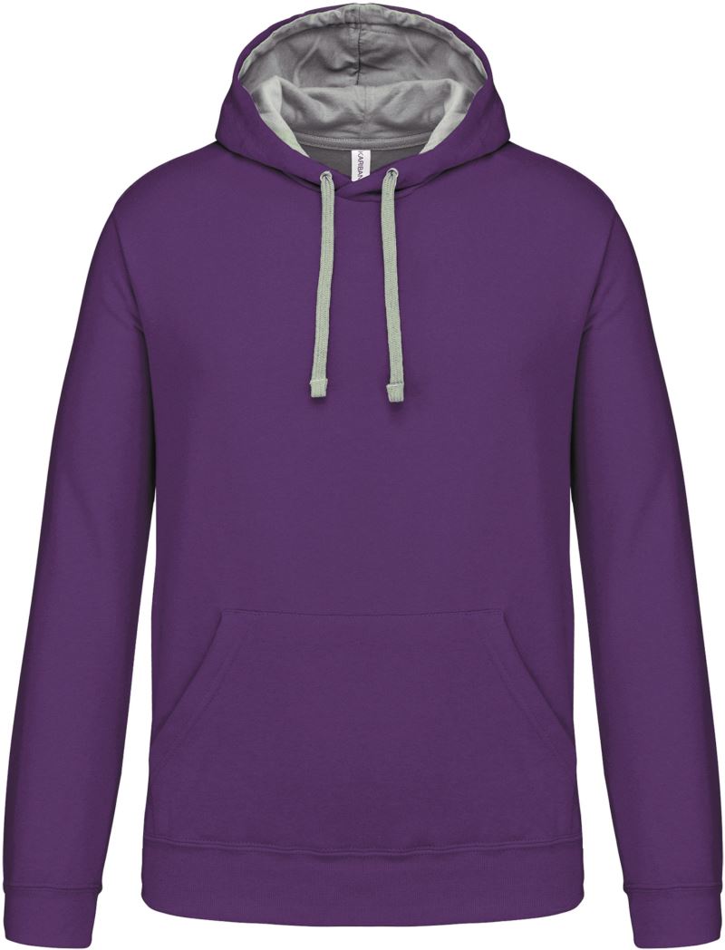 Levně Kontrastní mikina s kapucí - purple/oxford grey