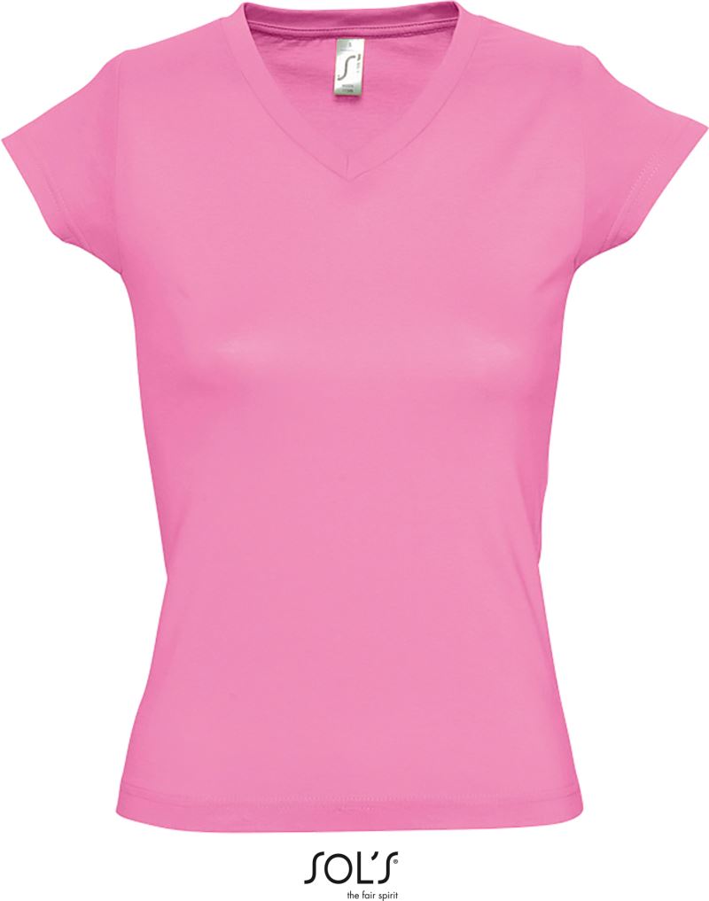 Levně Dámské tričko s výstřihem do V - orchid pink