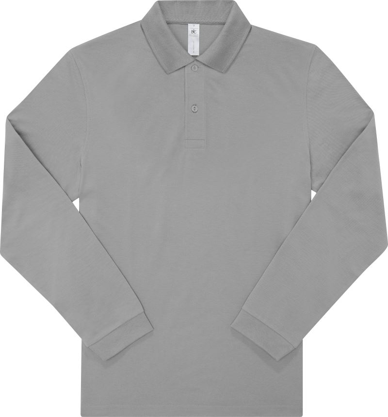 Levně Piqué polo s dlouhým rukávem z těžké bavlny - sport grey