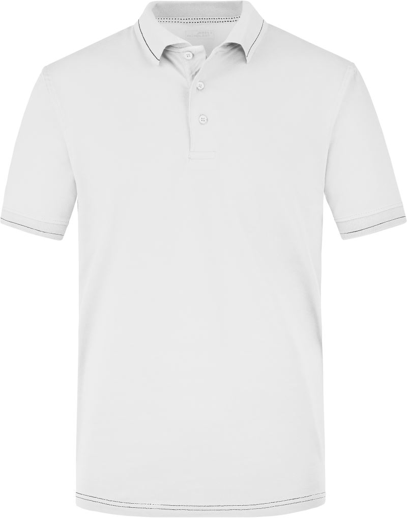 Levně Pánské žerzejové elastické polo - white/black