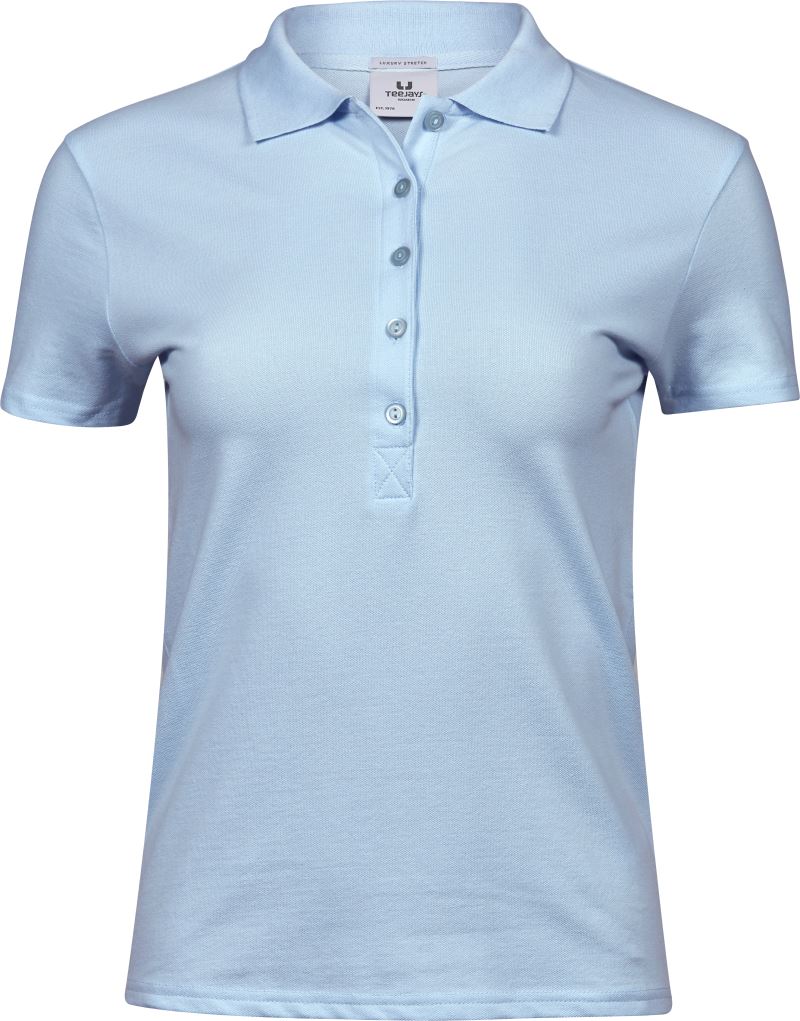Levně Dámské luxusní strečové piqué polo z těžké bavlny - light blue