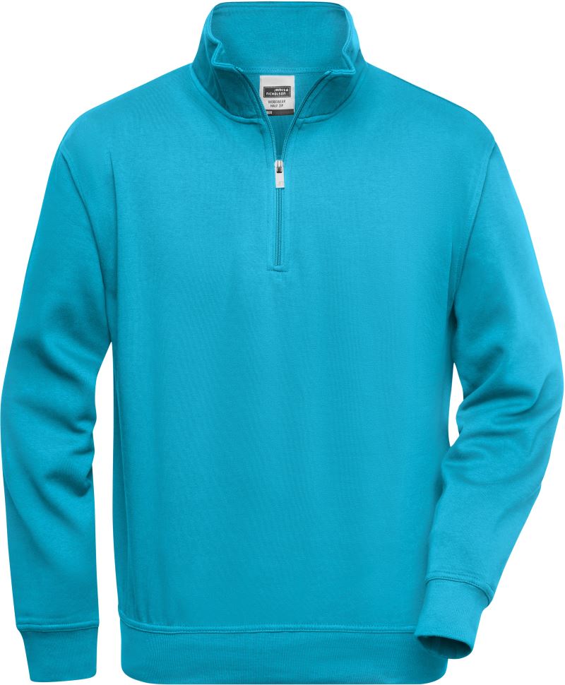 Levně Pracovní mikina s 1/4 zipem - turquoise