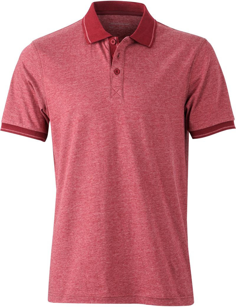 Levně Pánské žerzejové melírované polo - wine melange/wine