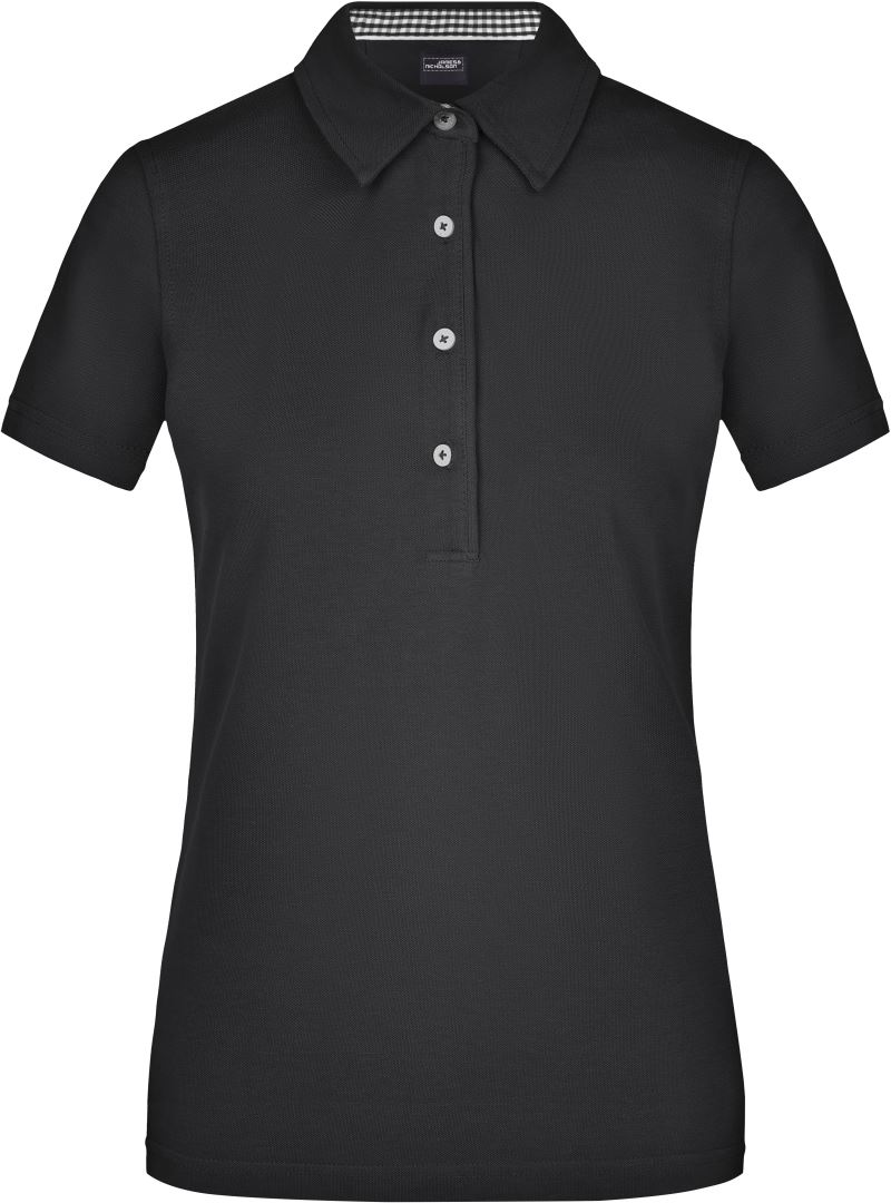Levně Dámské piqué polo "Plain" - black/black white