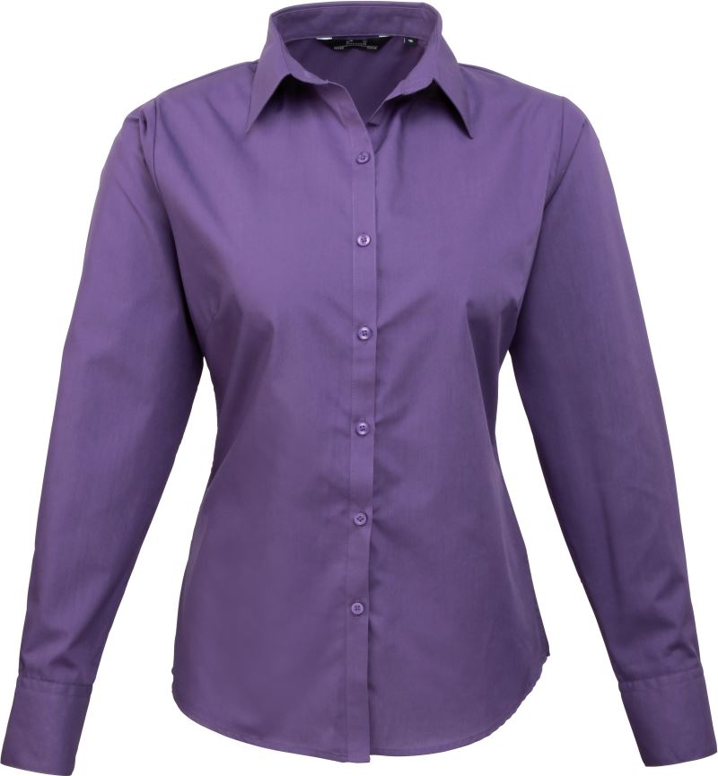Levně Popelínová halenka s dlouhým rukávem - purple